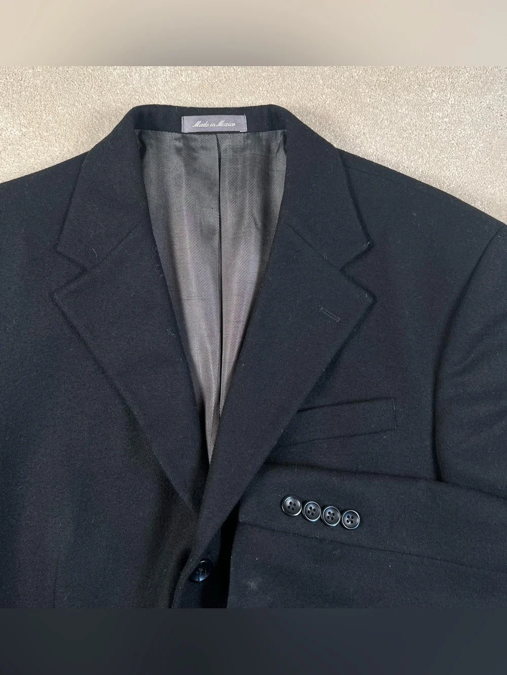Oscar de la Renta Cashmere Wool Blend Blazer Suit Jacket Black 3 Button Mens 38R